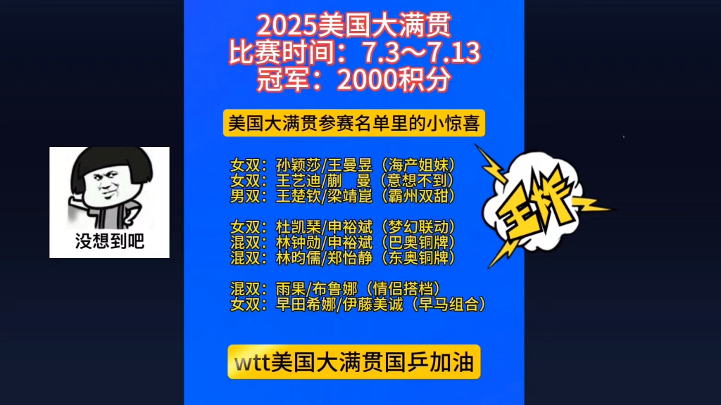 WTT美国大满贯-海产姐妹花取首胜自评发挥好于想象